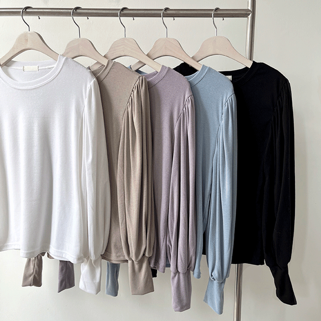 [무배] 크리미 보들 여리무드 퍼프 셔링 티셔츠 [5color]워너비몰