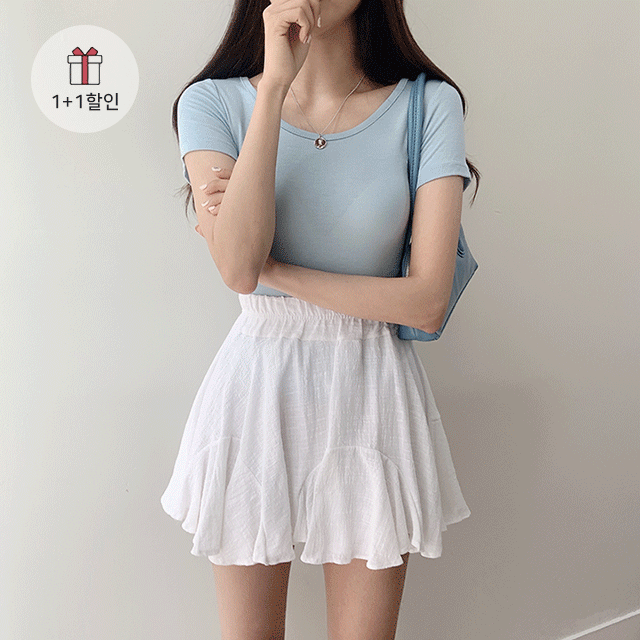 [무배] (1+1할인♡) 쫀쫀 레이온 딥 라운드넥 반팔 티셔츠 [12color]워너비몰