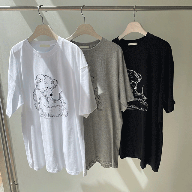 [무배] 루즈핏 베어 반팔 티셔츠[3color]워너비몰