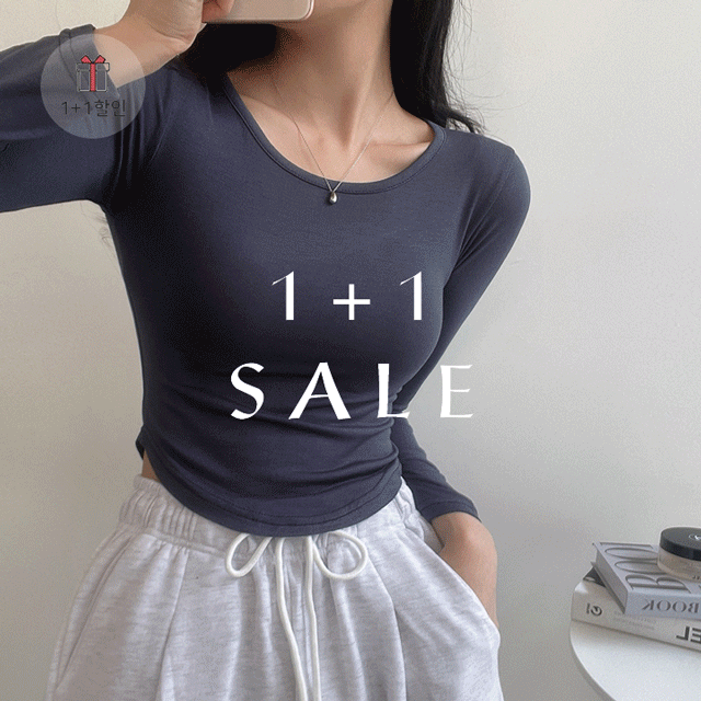 [무배] (1+1원할인♡) 쫀쫀 스판 슬림 라운드 굴림 크롭 긴팔 티셔츠 [5color]워너비몰