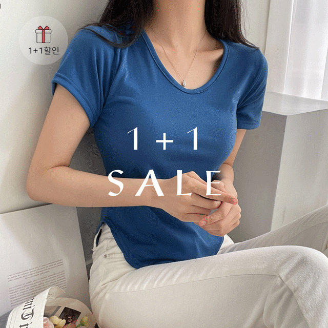 [무배] (1+1원할인♡) (허리잘록,색감맛집) 뮤즈 워너비 딥 유넥 라운드 트임 반팔 티셔츠 [6color]워너비몰